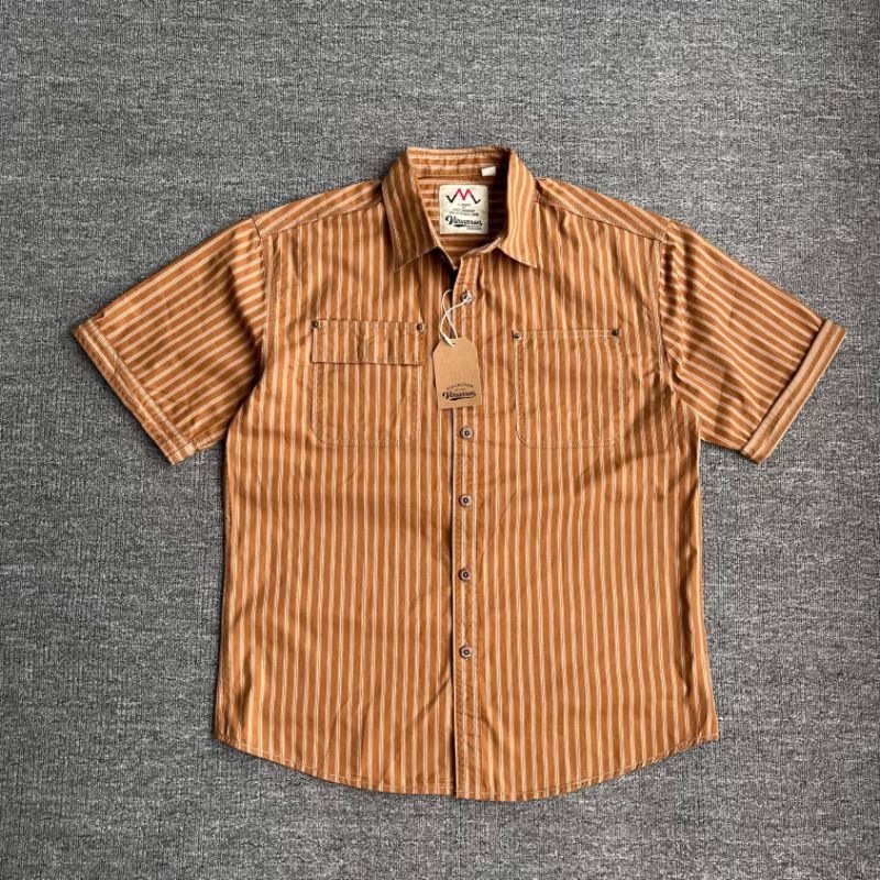 Mens American-Style Retro Classic Loose-Fitting Short-Sleeve Shirt