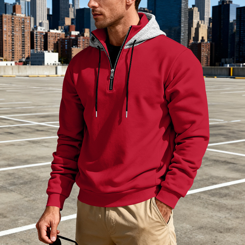 Light-luxury Commuter-style Long-sleeve Hoodie With A Stand-up Collar