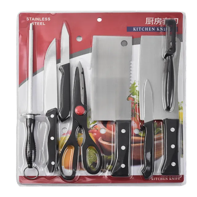 Kitchen Knives 8 Piece Gift Box Bone Cutting Knife Chef Scissors A Spit 8Piece Set - Shop at LoveMi