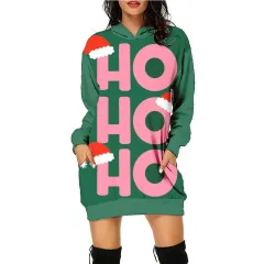 Women's Fashion Casual Printing Christmas Holiday Party Sweater Dress - Swy090202-M - View 1