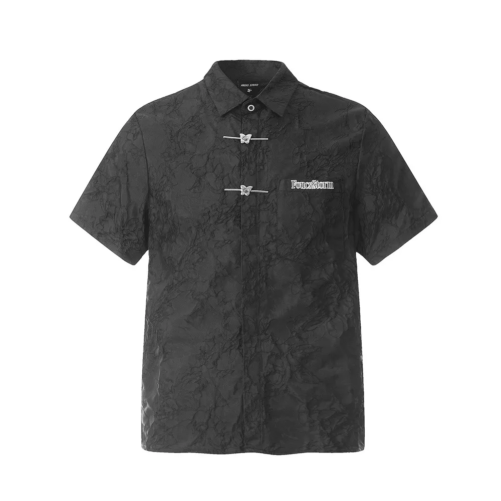 Fashion Embroidered With Letters Short Sleeve Shirt Men