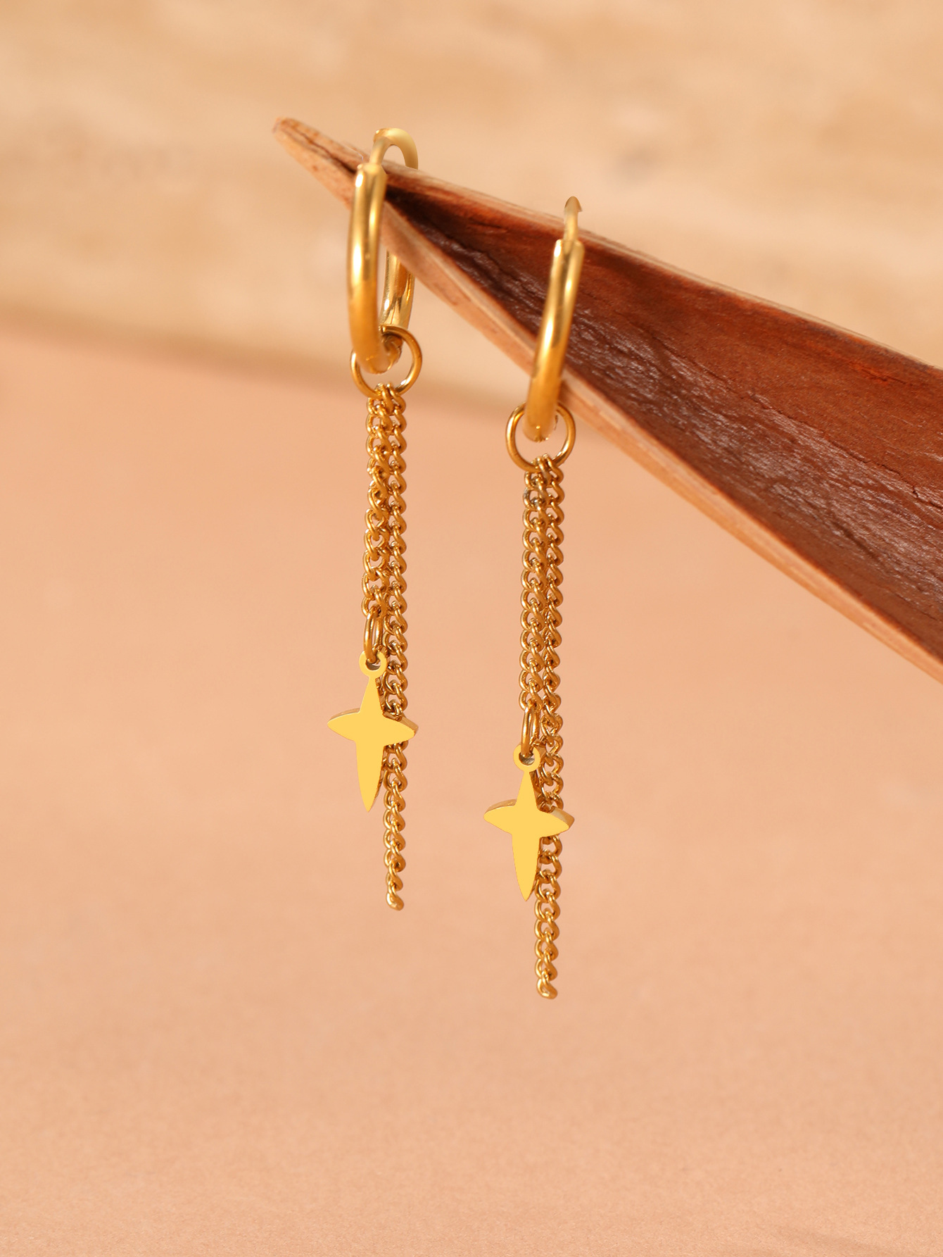 Cut-style Smooth-finish 18k Real Gold-plated Earrings - Image 5