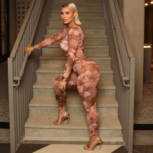 Fashion Sexy Floral Print Leggings Set For Women Pink - Shop at LoveMi