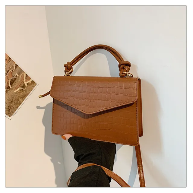 Solid Color Casual Retro Crossbody Portable Shoulder Bag Brown - Shop at LoveMi