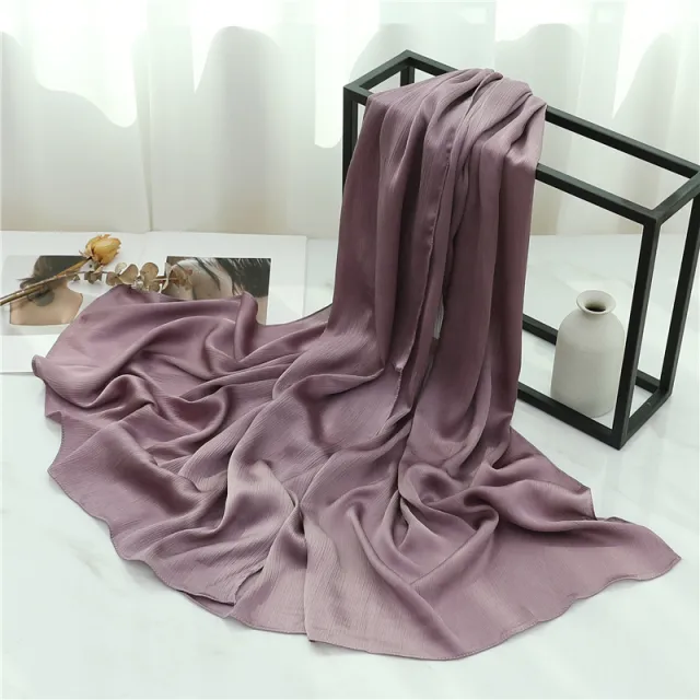 Solid Color Silk Scarf Basic All matching Sauce Purple - Shop at LoveMi