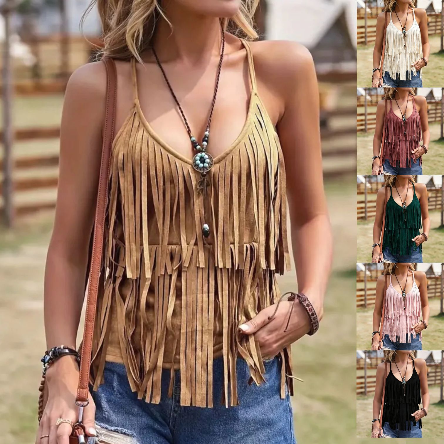 Women's Spaghetti-Strap Sassy Western-Style Tank Top