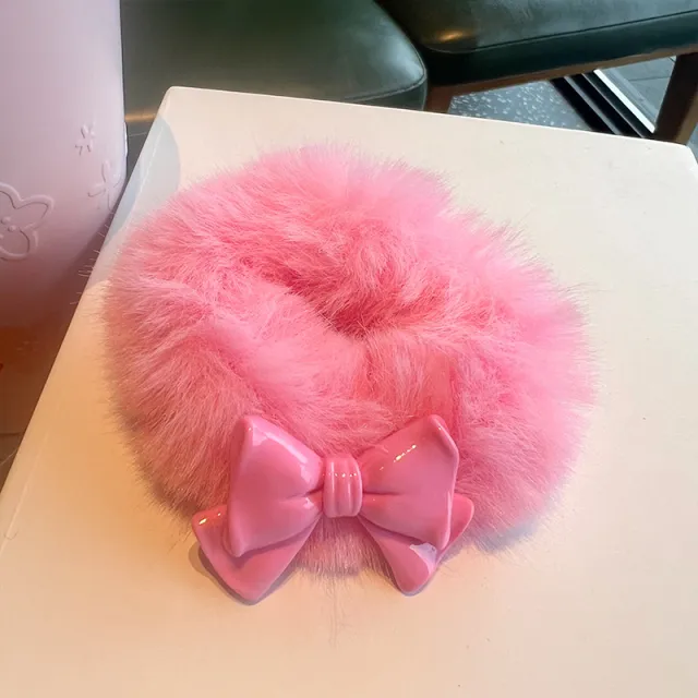 Japanese And Korean Sweet Bow Plush Hair Ring Style 1 - Shop at LoveMi