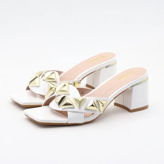 Season Open Toe High Shoes Chunky Heel All matching Women's Simple Outdoor Sandals White - Shop at LoveMi