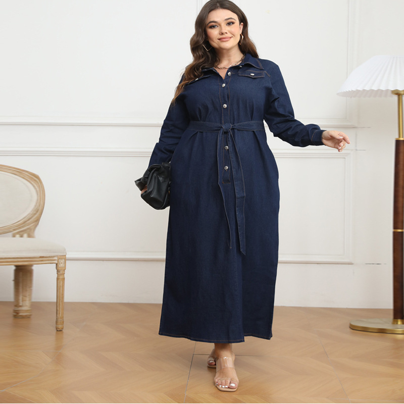 V neck Cardigan Washed Denim Dress For Women Navy - Shop at LoveMi