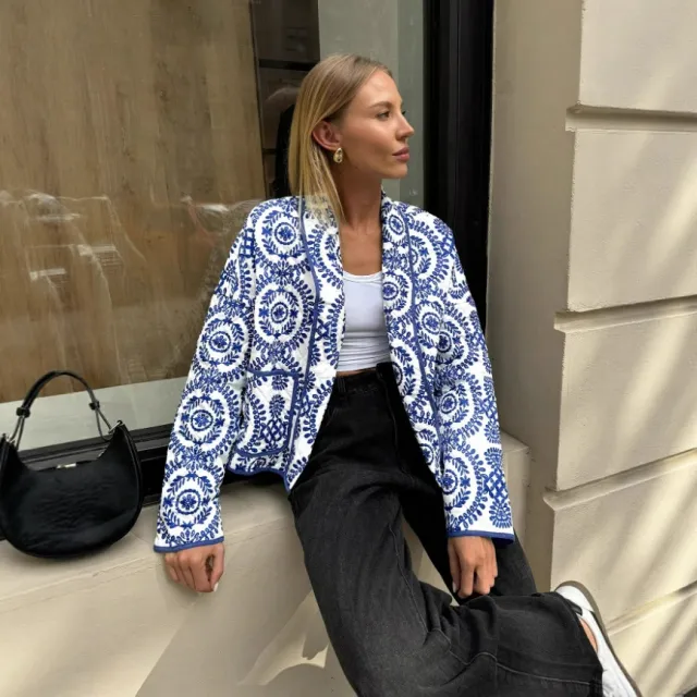 Women's Autumn And Winter Blue Fashionable Cotton Coat Blue - Shop at LoveMi