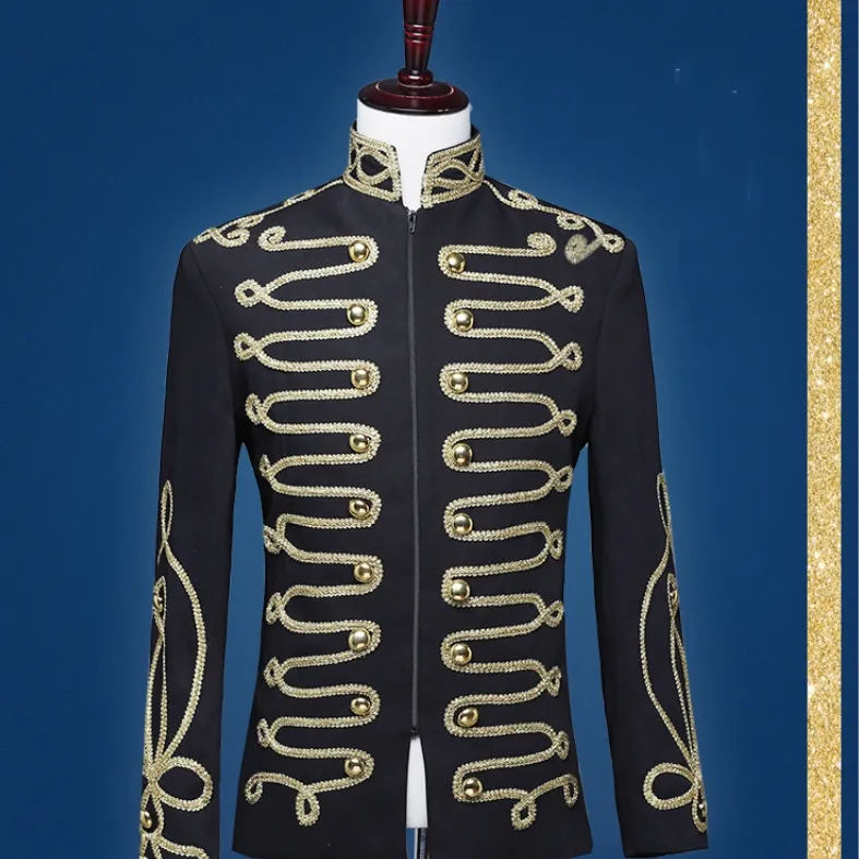 Black Gold Inlaid Zipper Men's Court Army