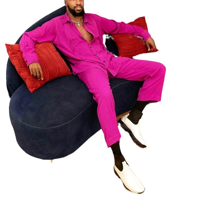 Autumn And Winter Men's Long-sleeve Shirt Lengthened Blouse And Pants - Image 4