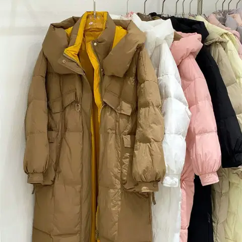 Korean Style Winter Clothes Hooded Women's Over-the-knee Quilt Down
