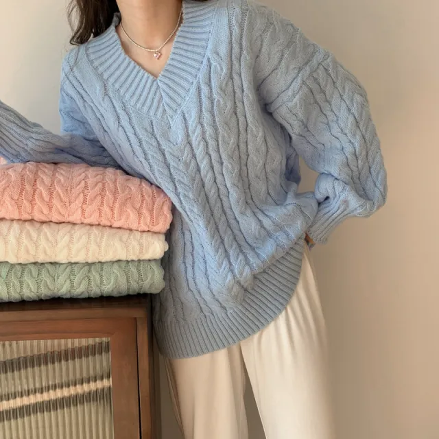 Style Retro Knitwear All matching Blue - Shop at LoveMi