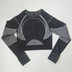 Women's Tight Workout Clothes Hollow-out Beauty Back Sports Yoga Long Sleeve T-shirt - Black - View 1