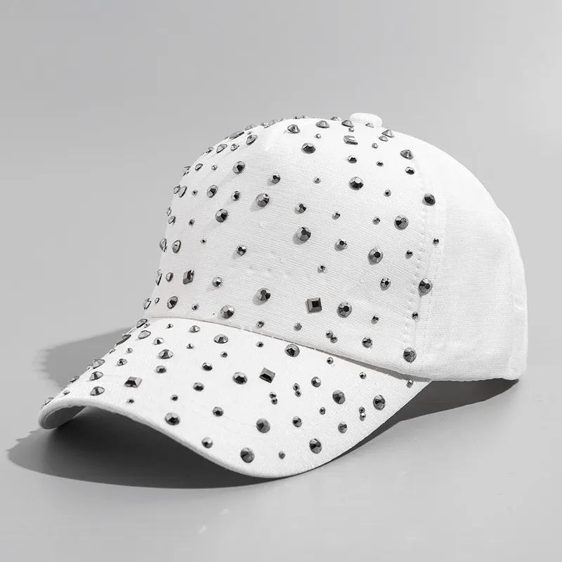 New Korean Style Summer Women's Diamond Cap Casual - White
