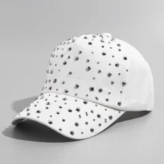 New Korean Style Summer Women's Diamond Cap Casual - White - View 1