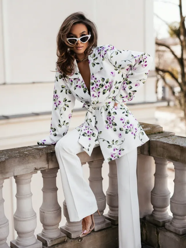 Fashion Commuter Lace Printing Long Sleeve Mid length Women's Coat Color - Shop at LoveMi