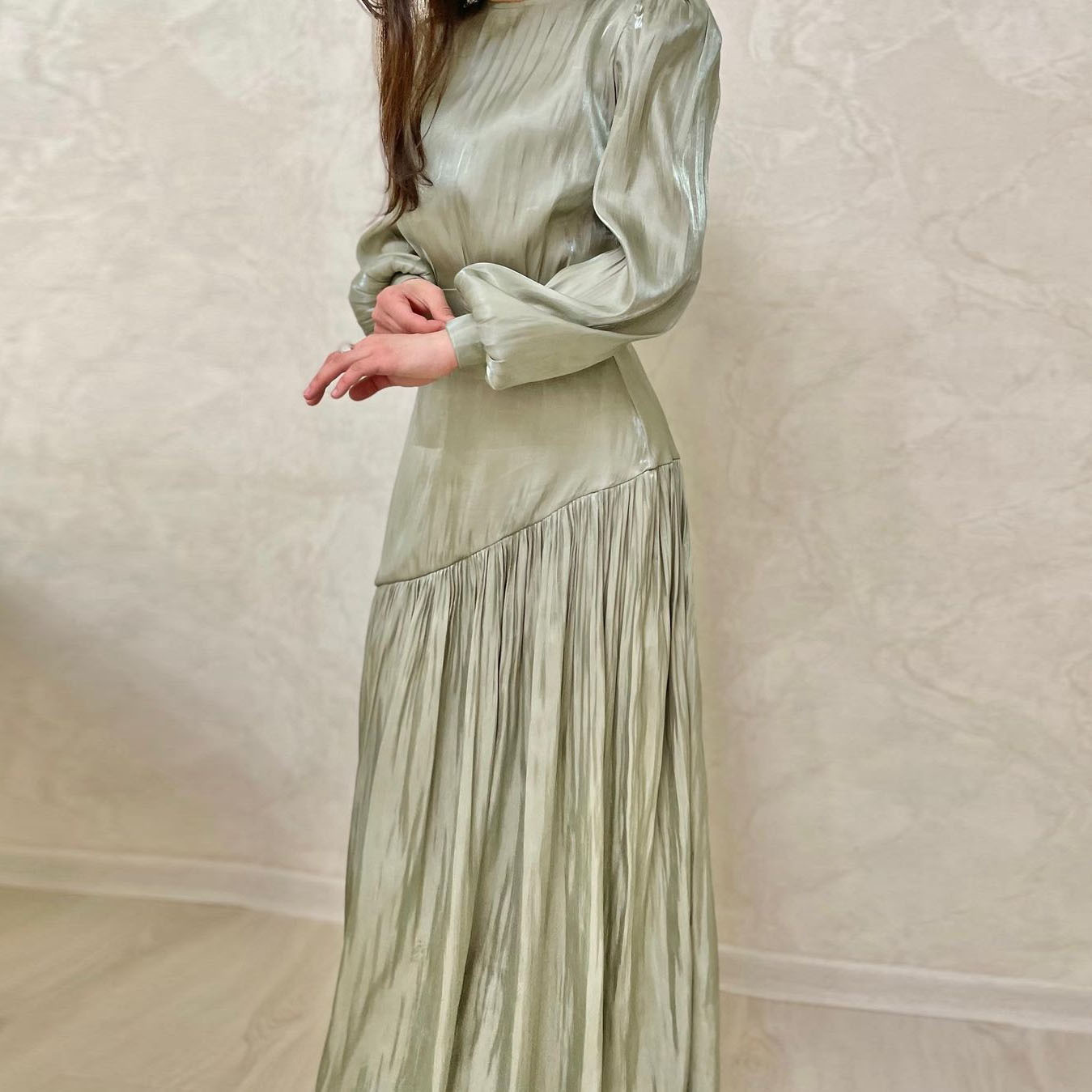 Pleated Lace-Up A-Line Dress, picture 6 of 6