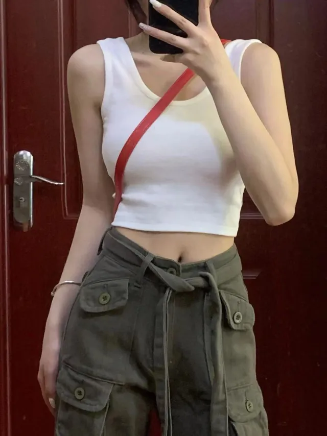 Camisole Women's Crop Top Bottoming Vest White - Shop at LoveMi
