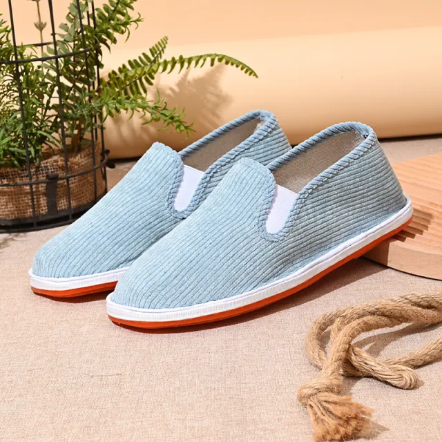 Female Cloth Shoes Deodorant Linen Bottom Thickened Handmade Cyan - Shop at LoveMi