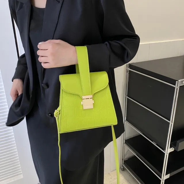 New All match Shoulder Elegant Girls Crossbody Twist Lock Bag Green - Shop at LoveMi
