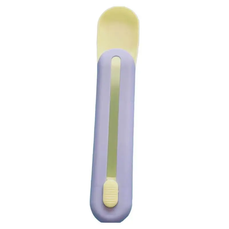 Feeder Cat Strip Squeeze Spoon - Yellow Spoon Light Blue Cover