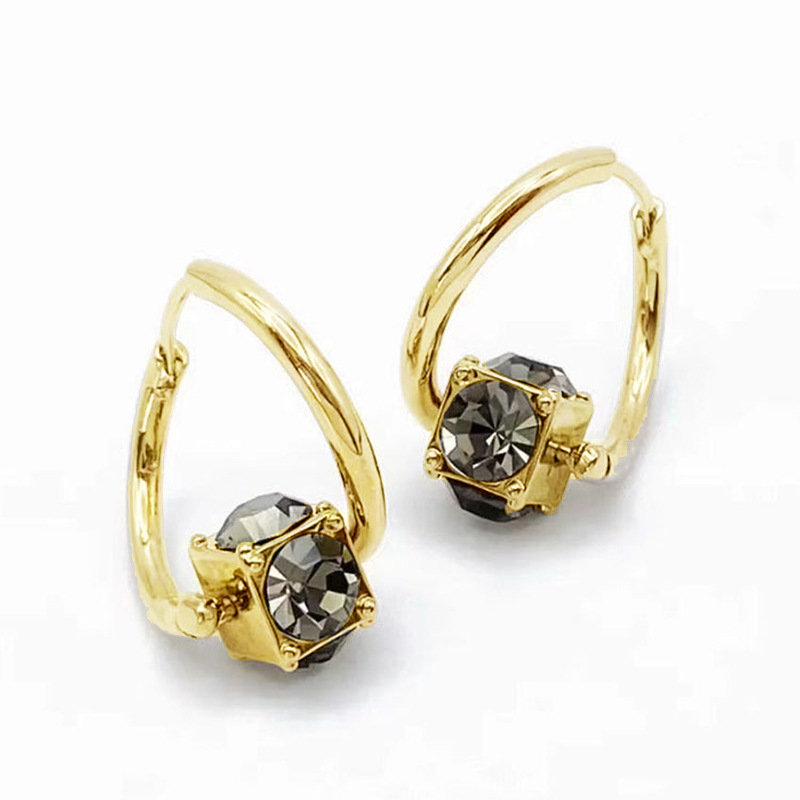 Rotatable Green Zircon Earrings For Women Vintage
