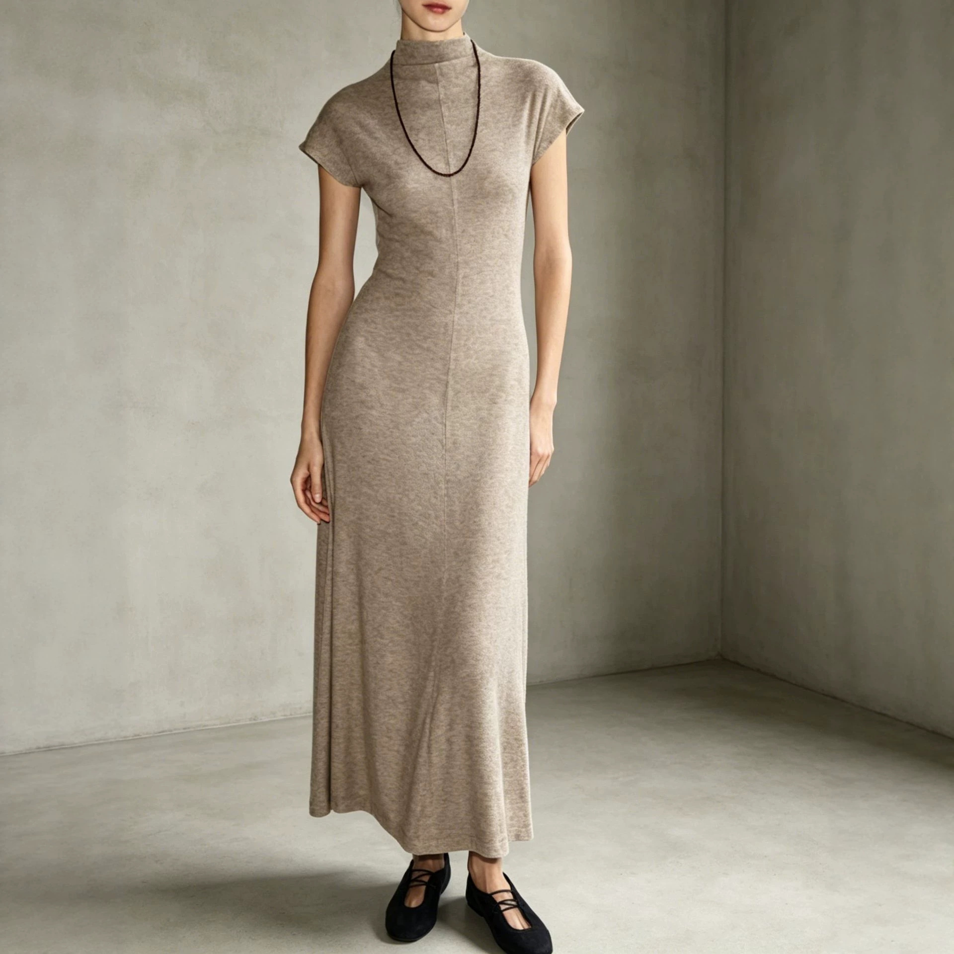 Womens Retro Half-Neck Dress