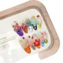 Island Elf Trendy Wearable Nails Featuring French-style 3D Floral And Insect Carvings view 3