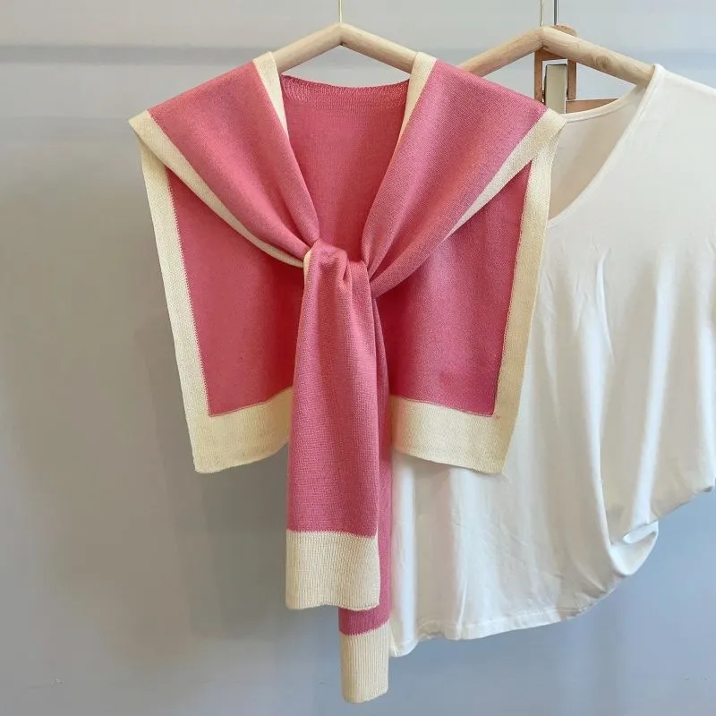 Scarf Matching Shirt Color Matching Classic Style Outer Wear Small Waistcoat - Pink