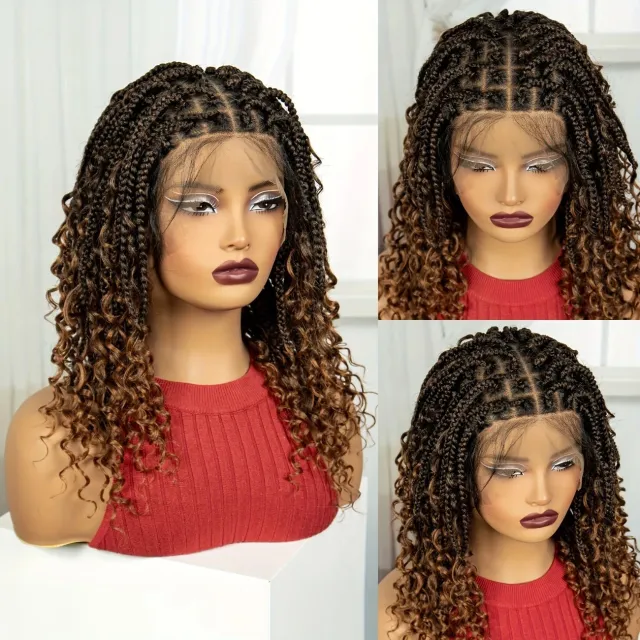 Three strand Braid Fly Full Lace Synthetic Wigs T30 Gradient Brown - Shop at LoveMi