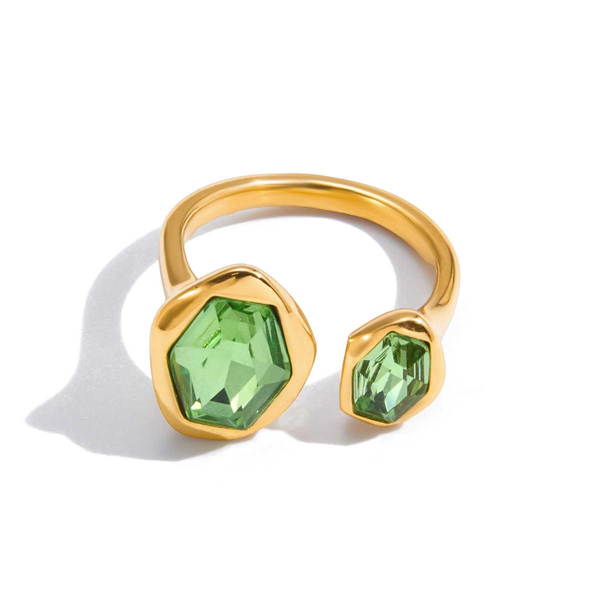Green Zircon Ring In Titanium Steelnon-fading Jewelry
