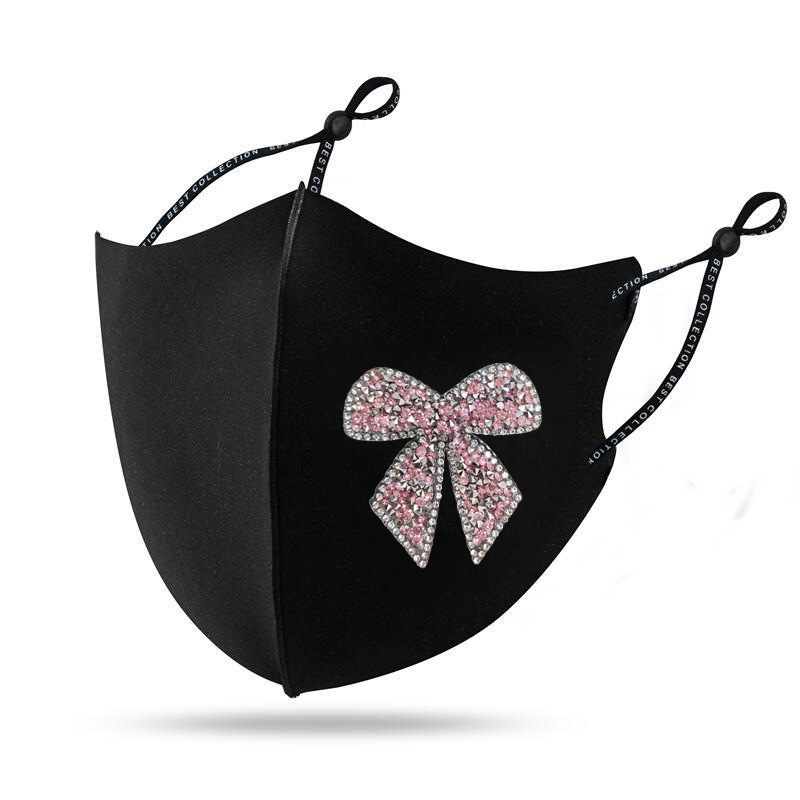 Women's Mask Diamond Shiny Diamond Bow Creative Pattern Sun Block Dustproof Warm - Picture 8 of 22