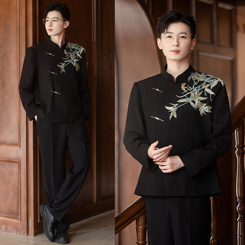 Bridegroom Wedding Suit Suit Zhongshan Suit Men - Picture 3 of 5