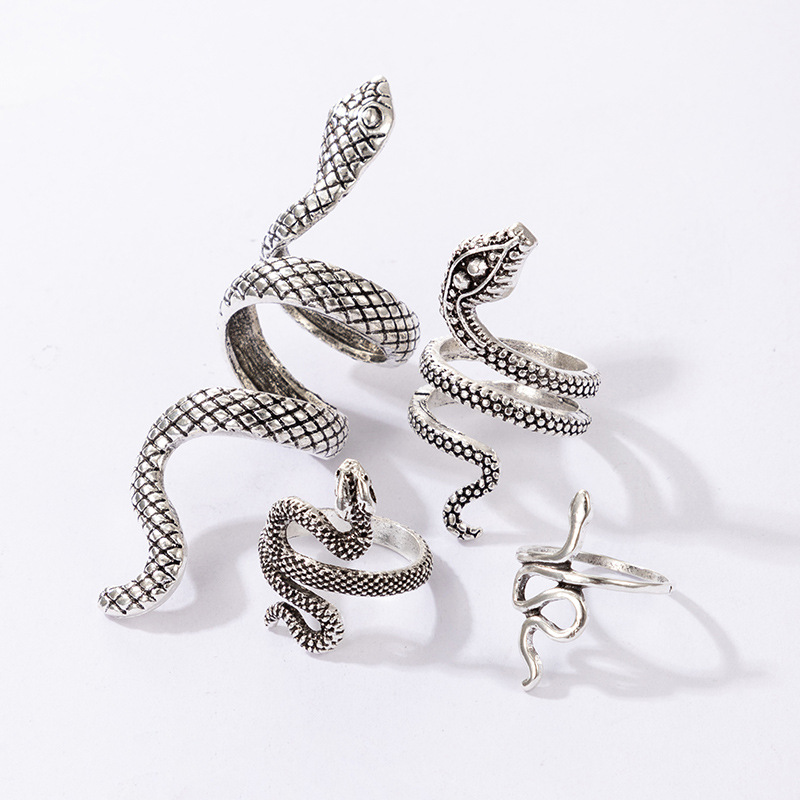 Punk Men's Serpentine Ring Set Of 4 Rings