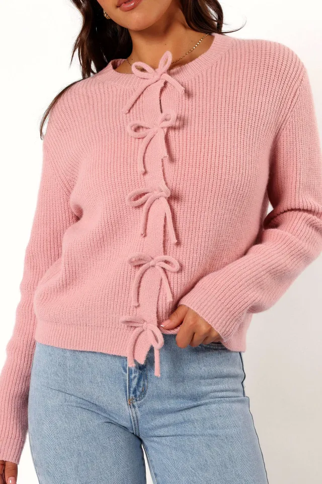 Fashionable And Comfortable Woolen Cardigan Long Sleeve Pink - Shop at LoveMi