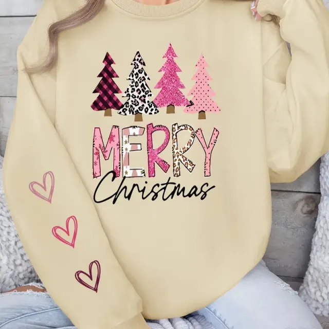 Women's Casual Printed Round Neck Long Sleeve Top Khaki - Shop at LoveMi