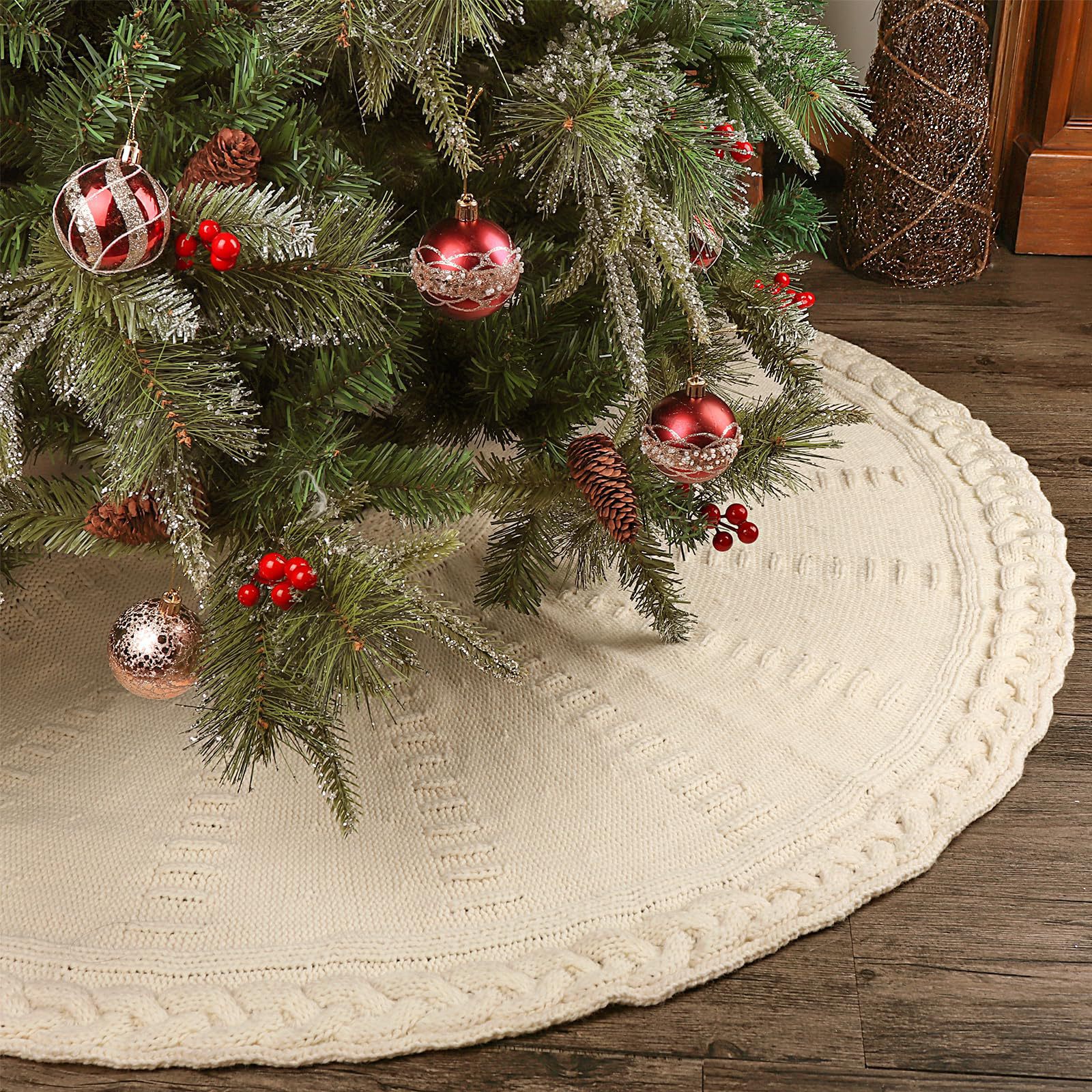 Title 8, Christmas 60-inch Tree Skirt-inch Knitted Chris...