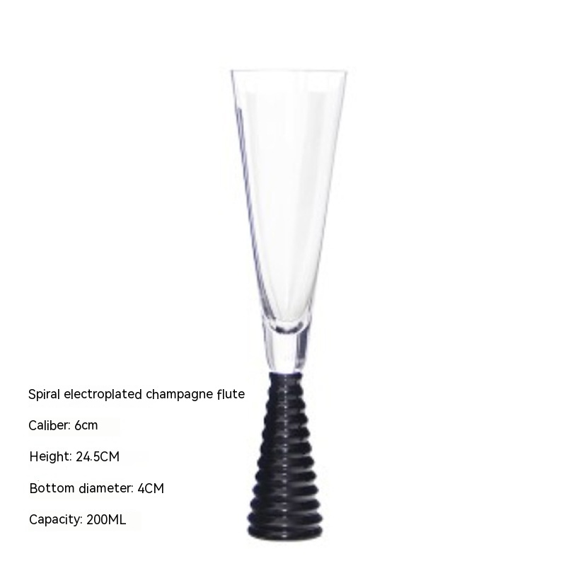 Threaded Black Champagne Glass