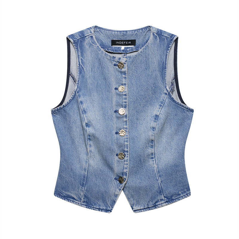 Summer Denim Vest High Waist Pleated Wide Leg Jeans Top - Shop at LoveMi
