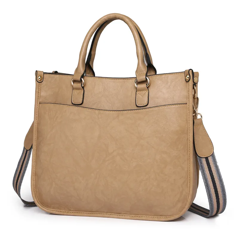 Casual Retro Handbag Women's Briefcase Crossbody - Khaki