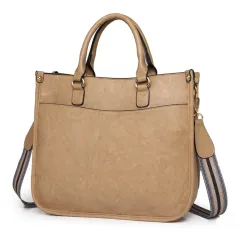 Casual Retro Handbag Women's Briefcase Crossbody - Khaki - View 1