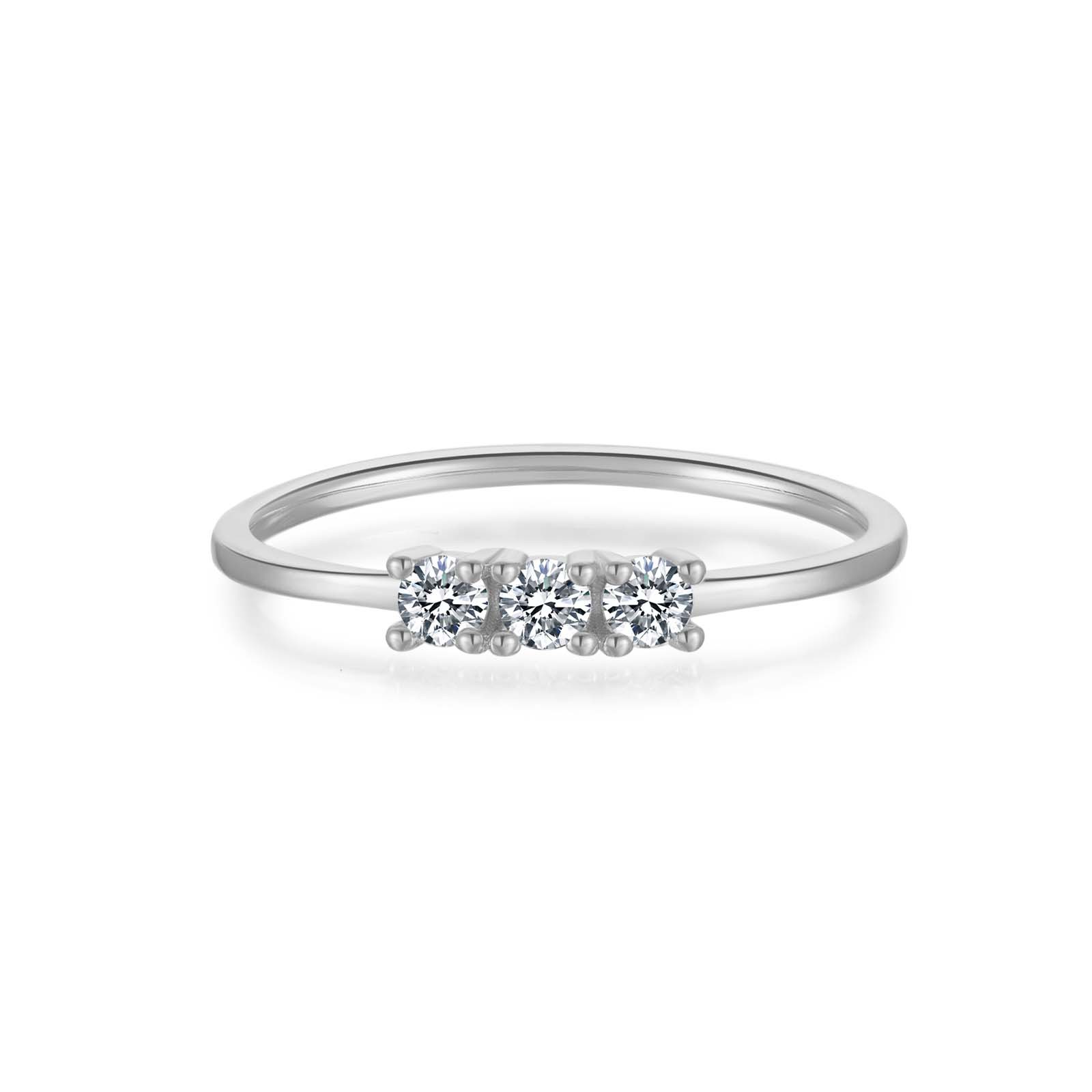 925 Silver 18K Gold Inlaid Ring Female Three-dimensional Diamond