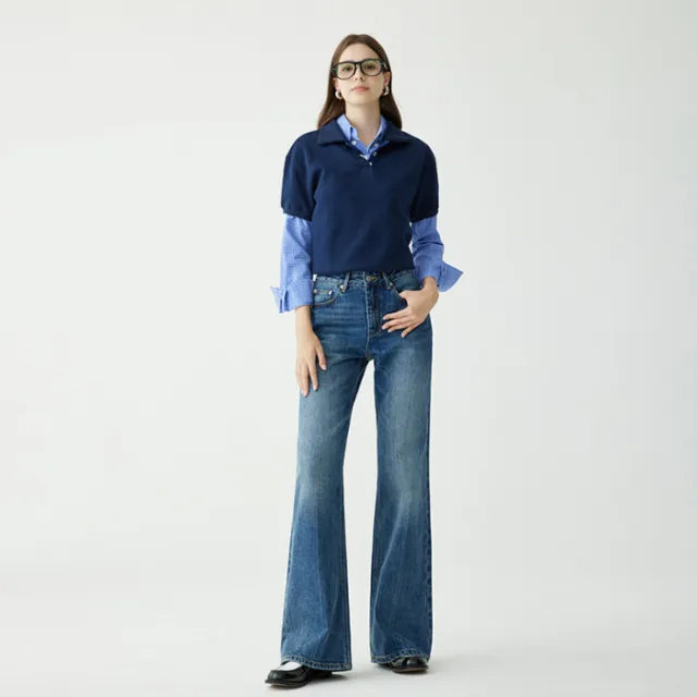 Straight Jeans Women's Autumn High Waist Stretch Gray And Blue - Shop at LoveMi