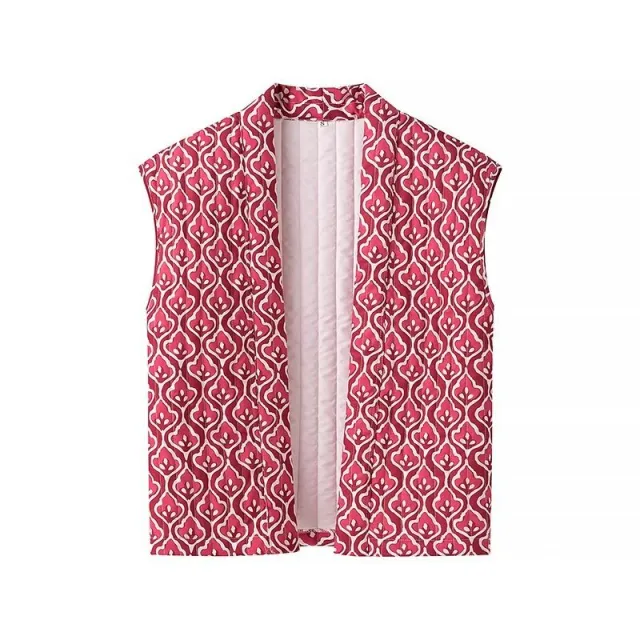 Fashion Camisole Printed Quilted Vest Red Printed - Shop at LoveMi