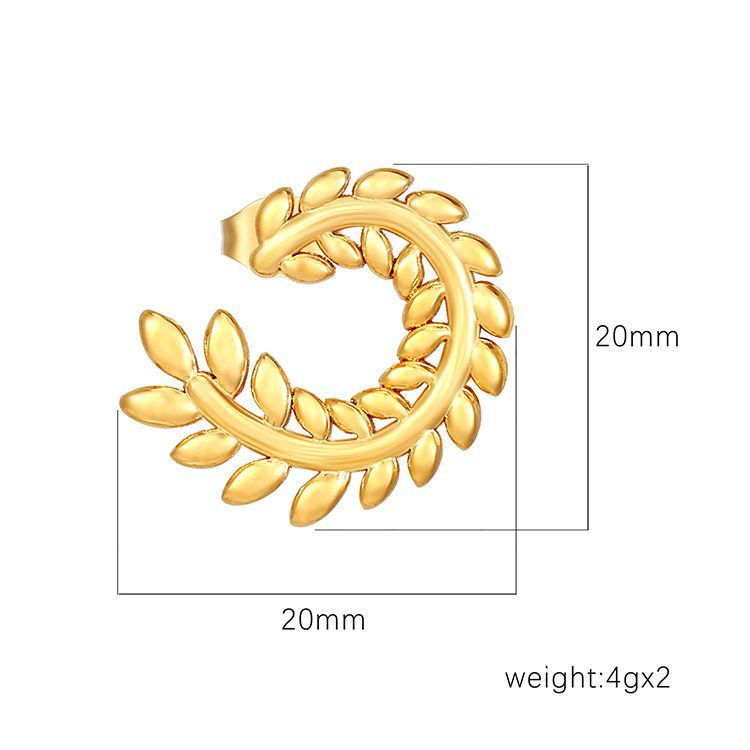 Wheat Earrings Female Titanium Steel Gold Plated Retro