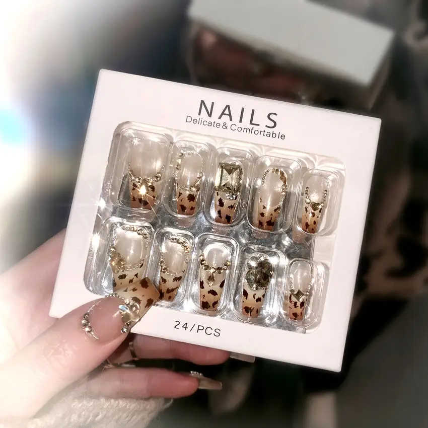 Leopard Print Stud For Autumn And Winter Wear Nail Finished Hot Girl Advanced Flash
