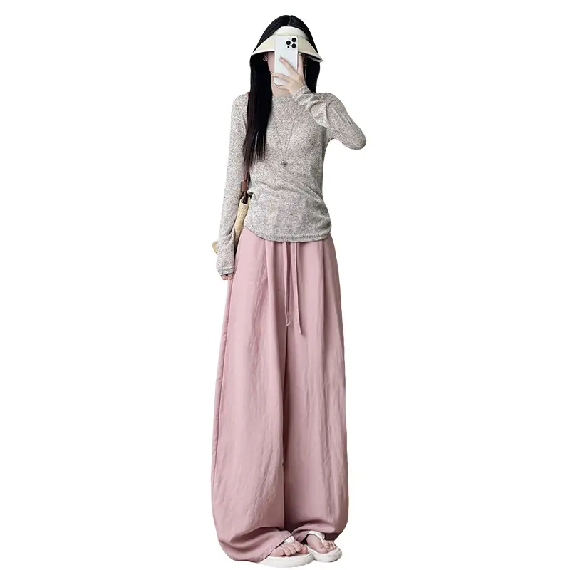 Fully Wrapped-edge Scimitar-style Womens Wide-leg Pants New Design