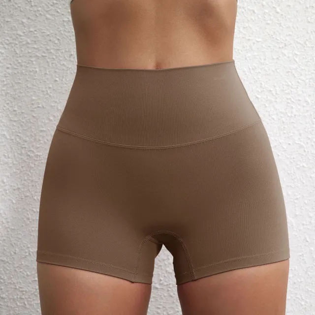 Lady's High Waist Peach Butt Lifting Sports Shorts Chestnut Xl - Shop at LoveMi